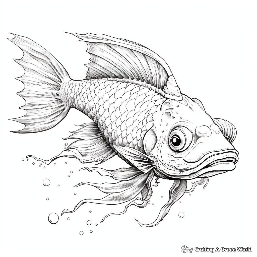 Artistic Water Dragon Fish Coloring Pages 3