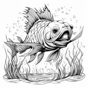 Artistic Water Dragon Fish Coloring Pages 4