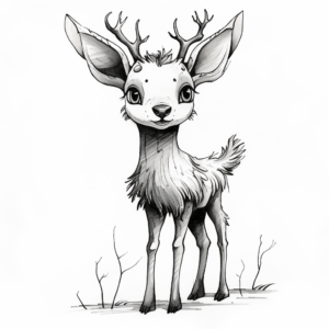 Artistic Watercolor Deerling Coloring Pages 1