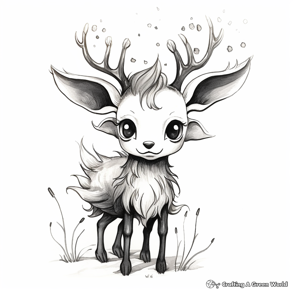 Artistic Watercolor Deerling Coloring Pages 2