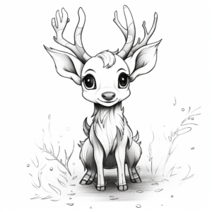 Artistic Watercolor Deerling Coloring Pages 3
