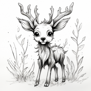 Artistic Watercolor Deerling Coloring Pages 4