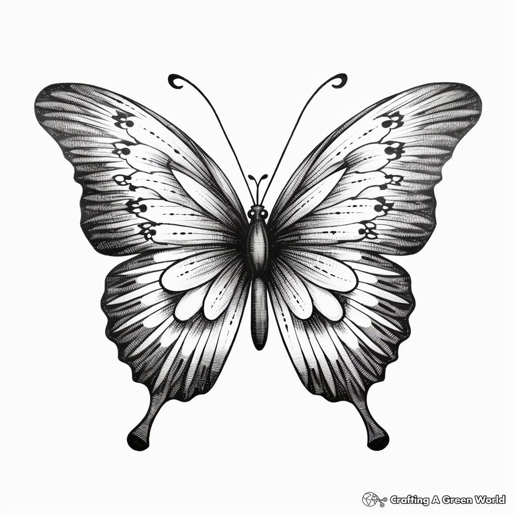 Artistic Watercolor Heart Butterfly Coloring Pages 4