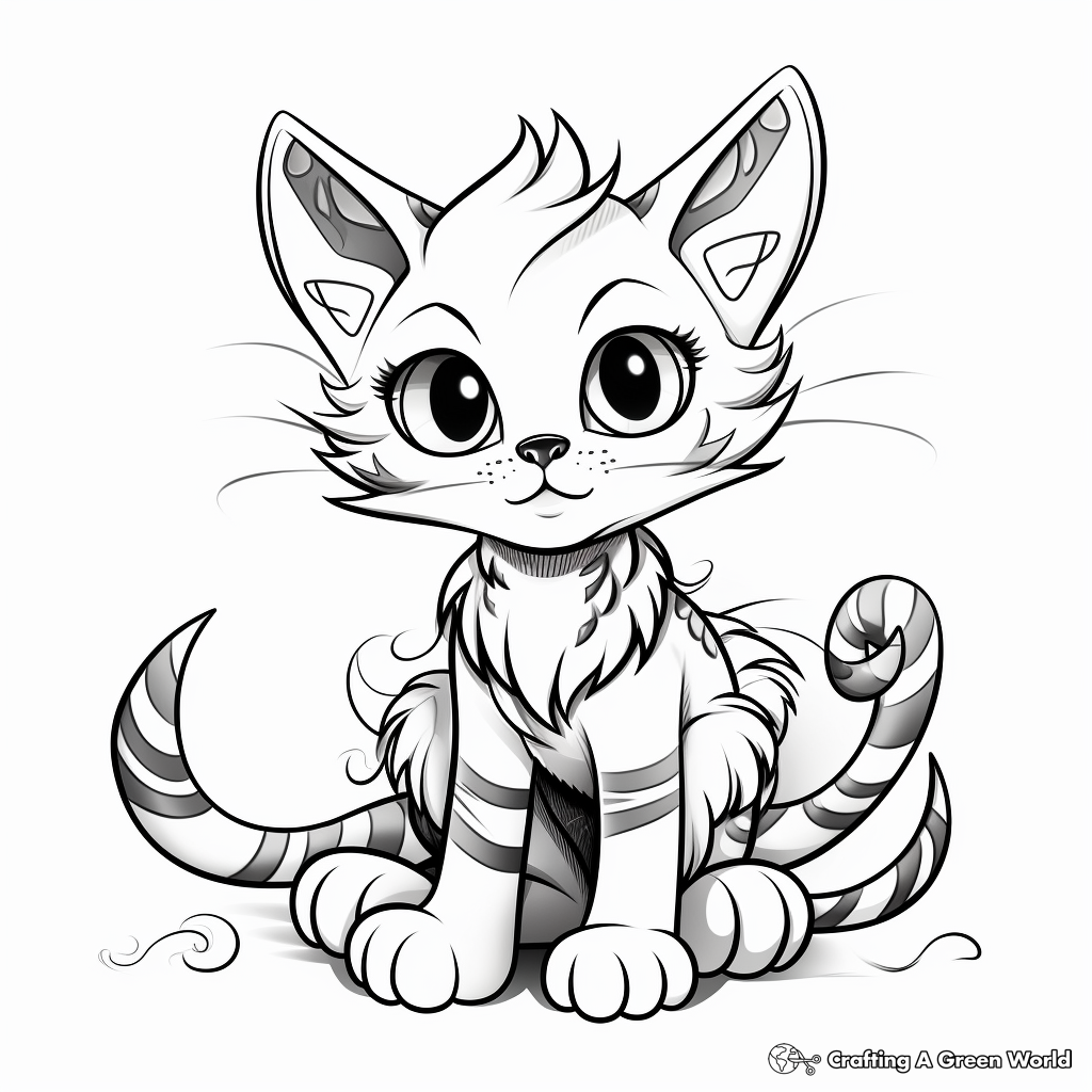 Artistic Wings of Angel Cat Coloring Pages 1