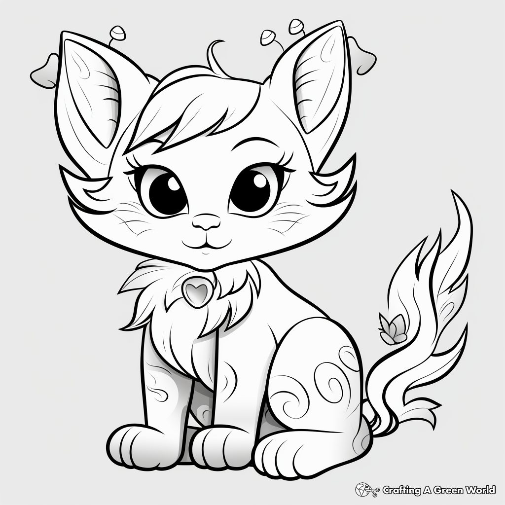 Artistic Wings of Angel Cat Coloring Pages 4