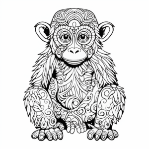 Artistically-appealing Abstract Chimpanzee Coloring Pages 1
