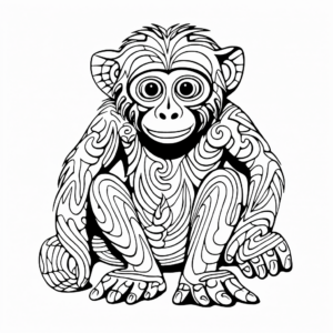 Artistically-appealing Abstract Chimpanzee Coloring Pages 2