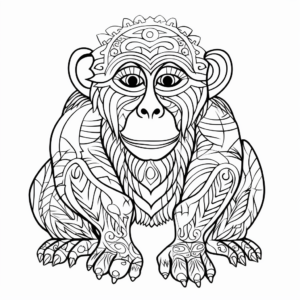 Artistically-appealing Abstract Chimpanzee Coloring Pages 3