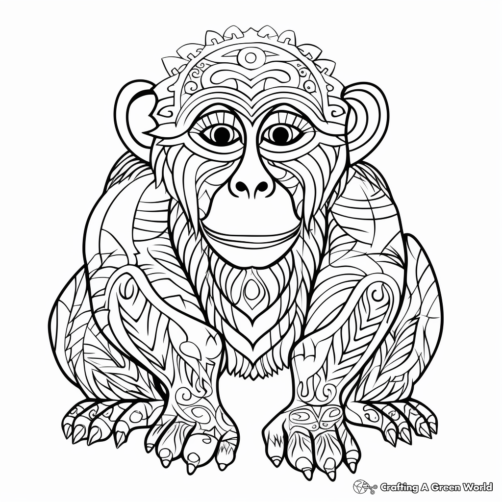 Artistically-appealing Abstract Chimpanzee Coloring Pages 3