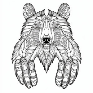 Artistically Detailed Kodiak Bear Paw Coloring Pages 1