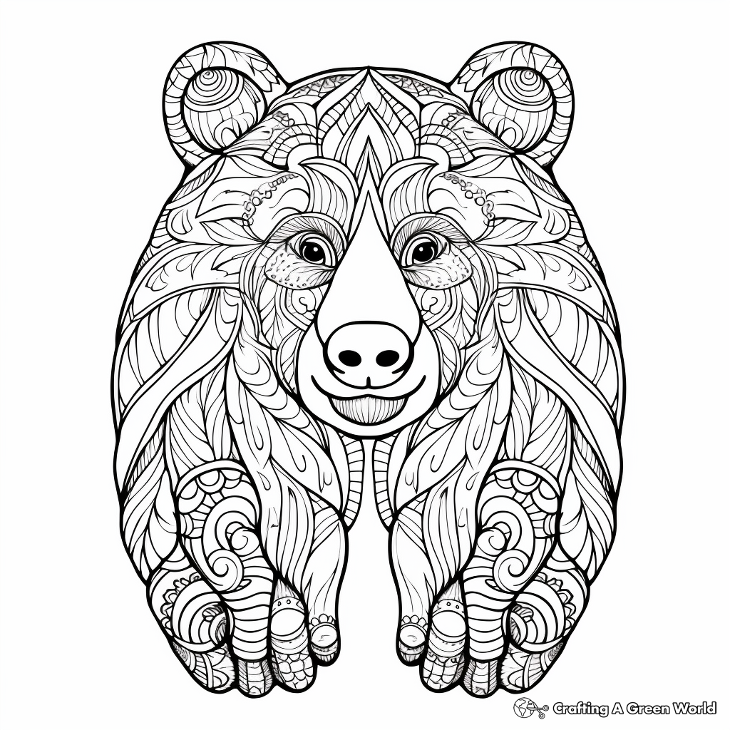 Artistically Detailed Kodiak Bear Paw Coloring Pages 2