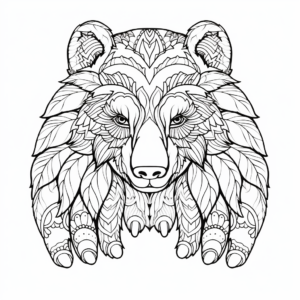 Artistically Detailed Kodiak Bear Paw Coloring Pages 3
