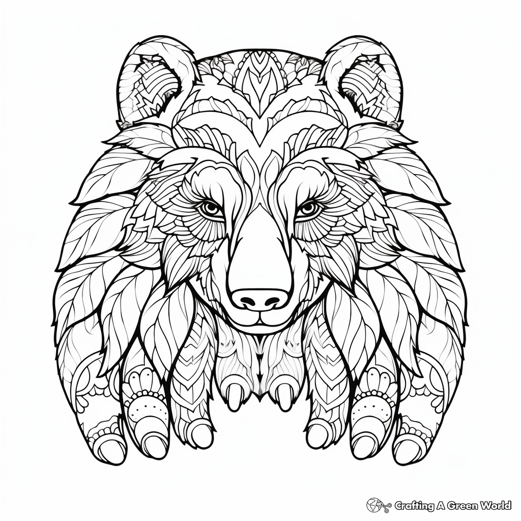 Artistically Detailed Kodiak Bear Paw Coloring Pages 3