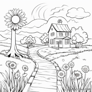 Artist's Preschool Spring Scenery Coloring Pages 2