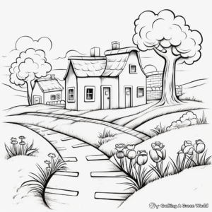 Artist's Preschool Spring Scenery Coloring Pages 4