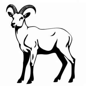 Artsy Bighorn Sheep Silhouette Coloring Pages 1