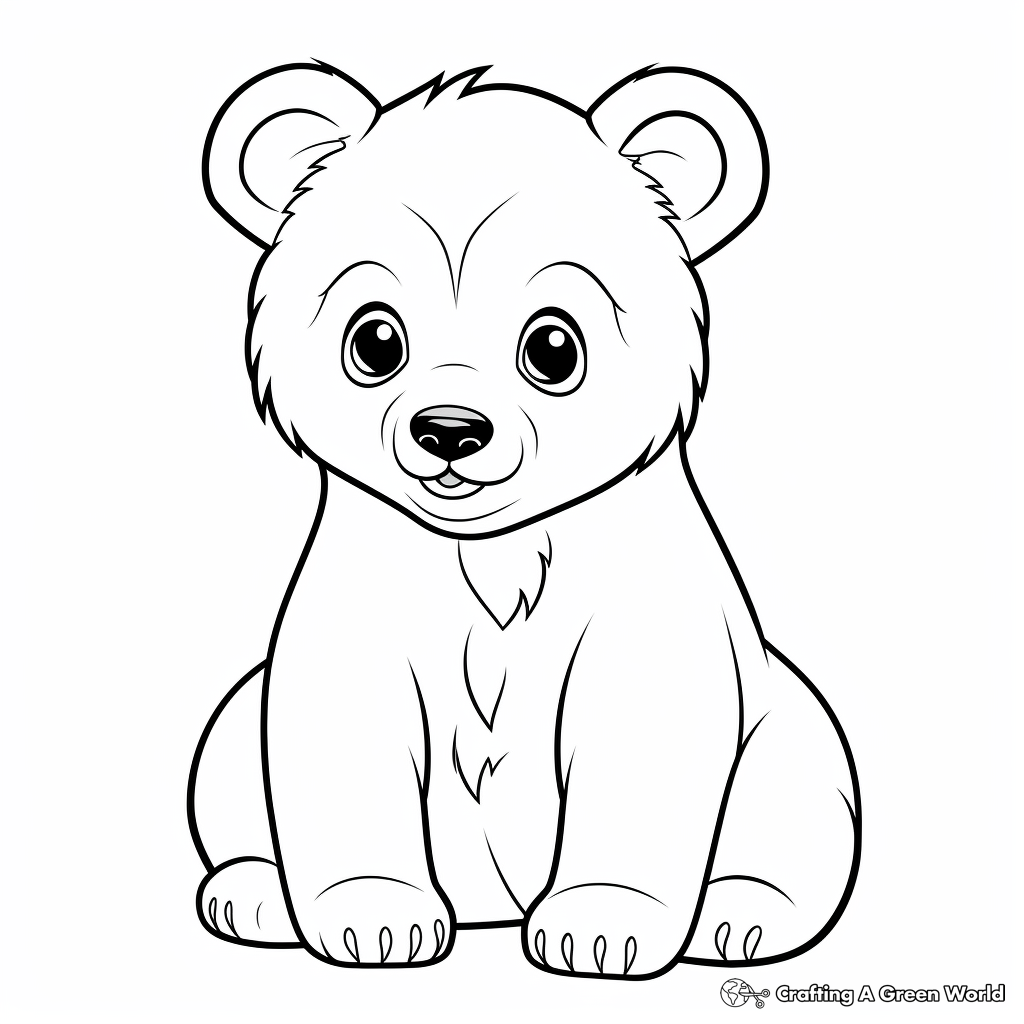 Asian Black Bear Cub Coloring Pages for Artists 1