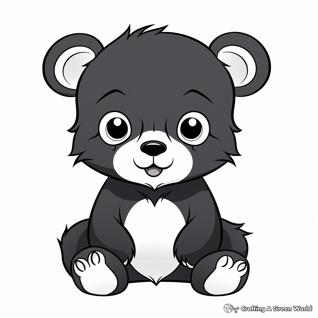 Asian Black Bear Cub Coloring Pages for Artists 2