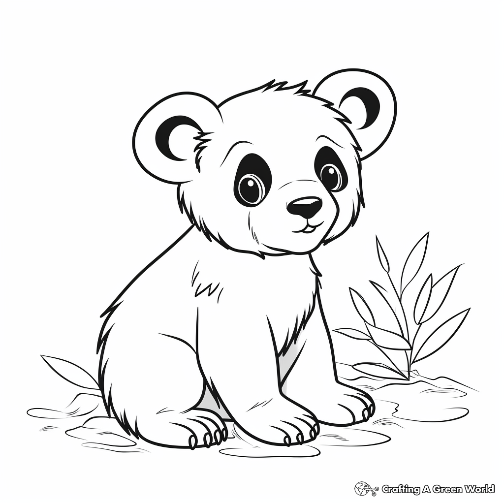 Asian Black Bear Cub Coloring Pages for Artists 3