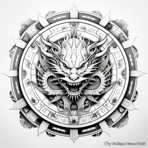 Asian-Inspired Dragon Mandala Coloring Pages 2