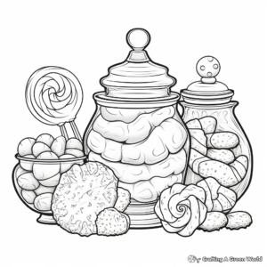Assorted Candy in Jar Coloring Pages: Different Sizes and Shapes 2
