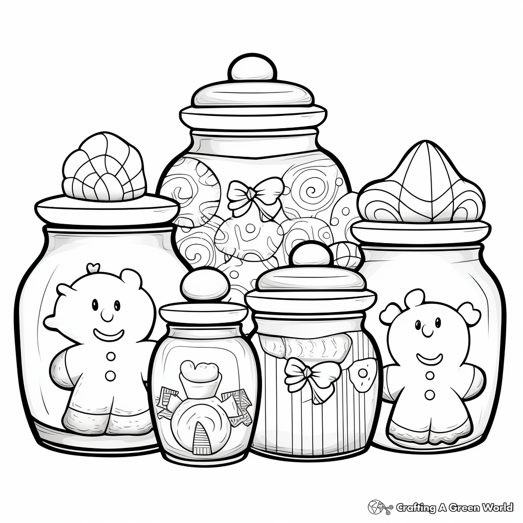 Assorted Candy in Jar Coloring Pages: Different Sizes and Shapes 3