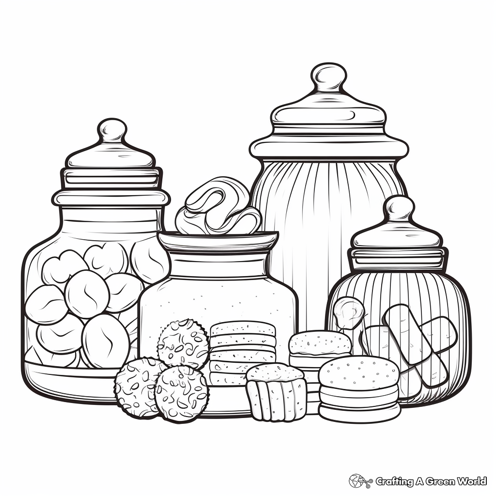 Assorted Candy in Jar Coloring Pages: Different Sizes and Shapes 4