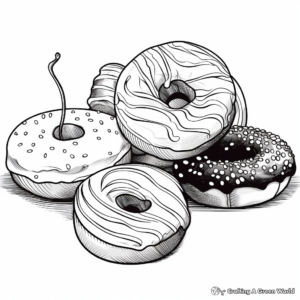 Assorted Donuts Coloring Pages 2