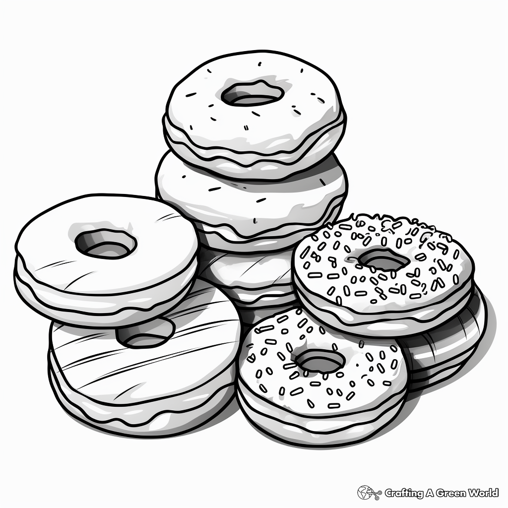 Assorted Donuts Coloring Pages 4