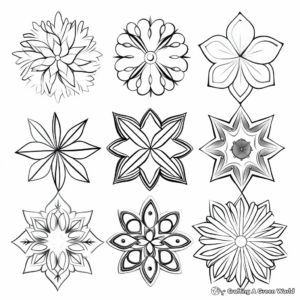 Assorted Snowflakes: Variety Pack Coloring Pages 3