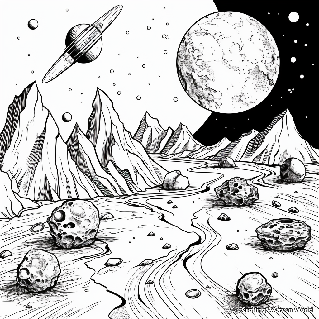 Asteroids and Comets: Space Objects Coloring Sheets 2