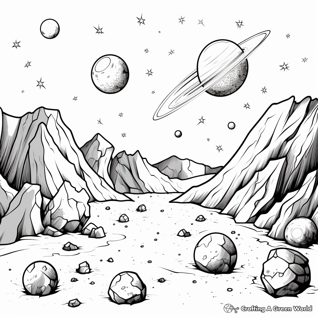 Asteroids and Comets: Space Objects Coloring Sheets 4
