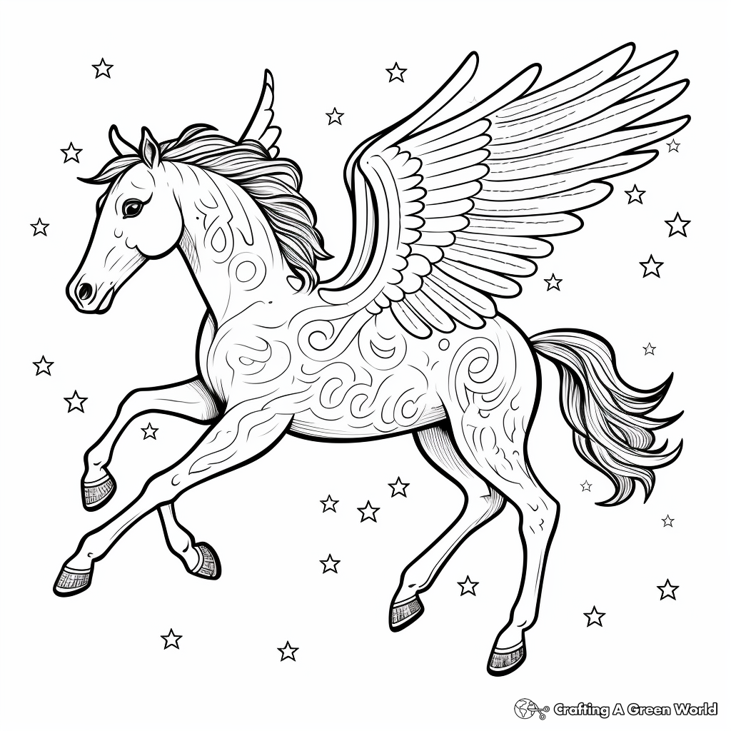 Astonishing Pegasus Constellation Pages for Coloring 2