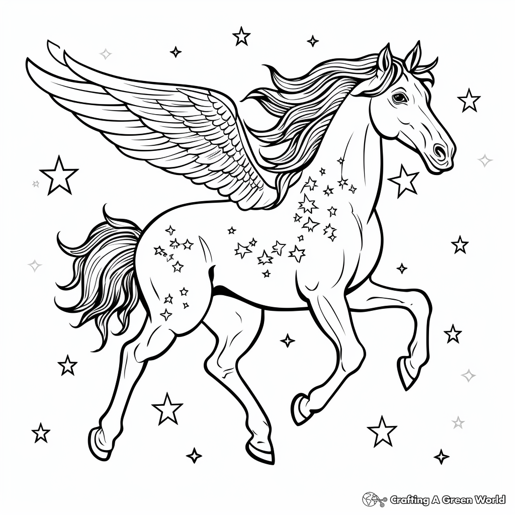 Astonishing Pegasus Constellation Pages for Coloring 3