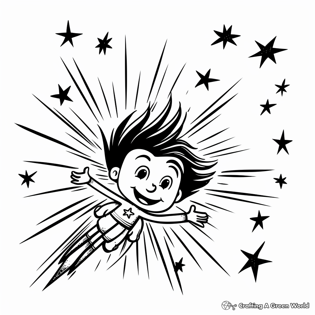 Astrology-Inspired Shooting Star Coloring Pages 1