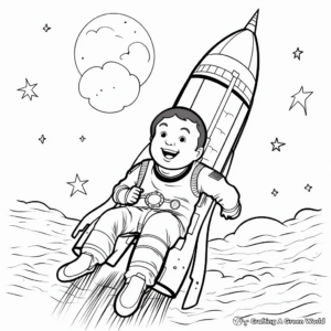 Astronaut and Space Rocket Launch Coloring Pages 1