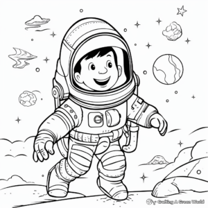 Astronaut and Space Rocket Launch Coloring Pages 4