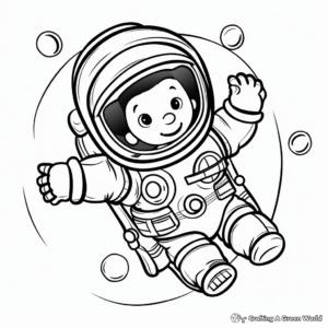Astronaut Floating in Zero Gravity Coloring Sheets 1