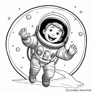 Astronaut Landing on Crescent Moon Coloring pages 2