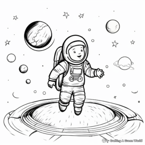 Astronaut Landing on Crescent Moon Coloring pages 3