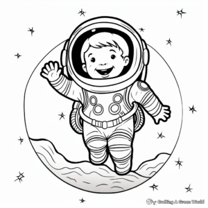 Astronaut Landing on Crescent Moon Coloring pages 4