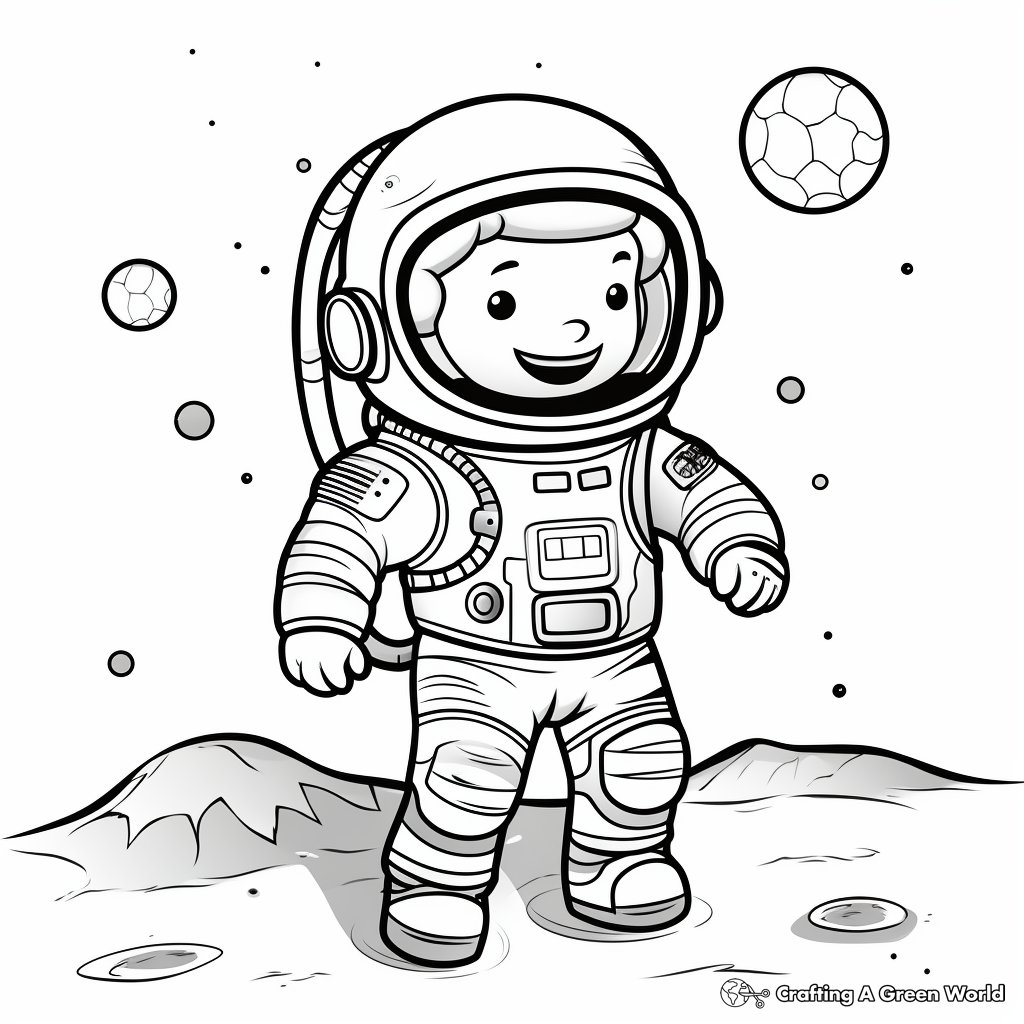 Astronaut on the Moon Coloring Sheets 2