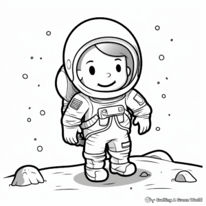 Astronaut on the Moon Coloring Sheets 3