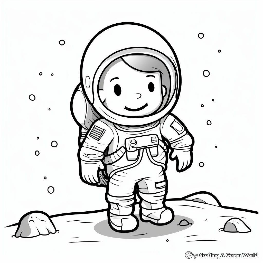 Astronaut on the Moon Coloring Sheets 3