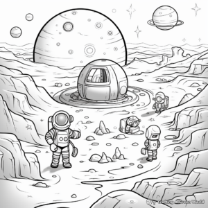 Astronauts Exploring an Alien Planet Coloring Pages 3