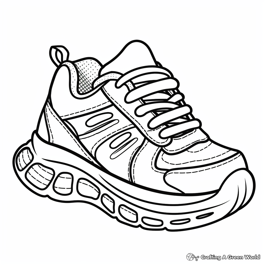 Athletic Running Shoe Coloring Pages 1