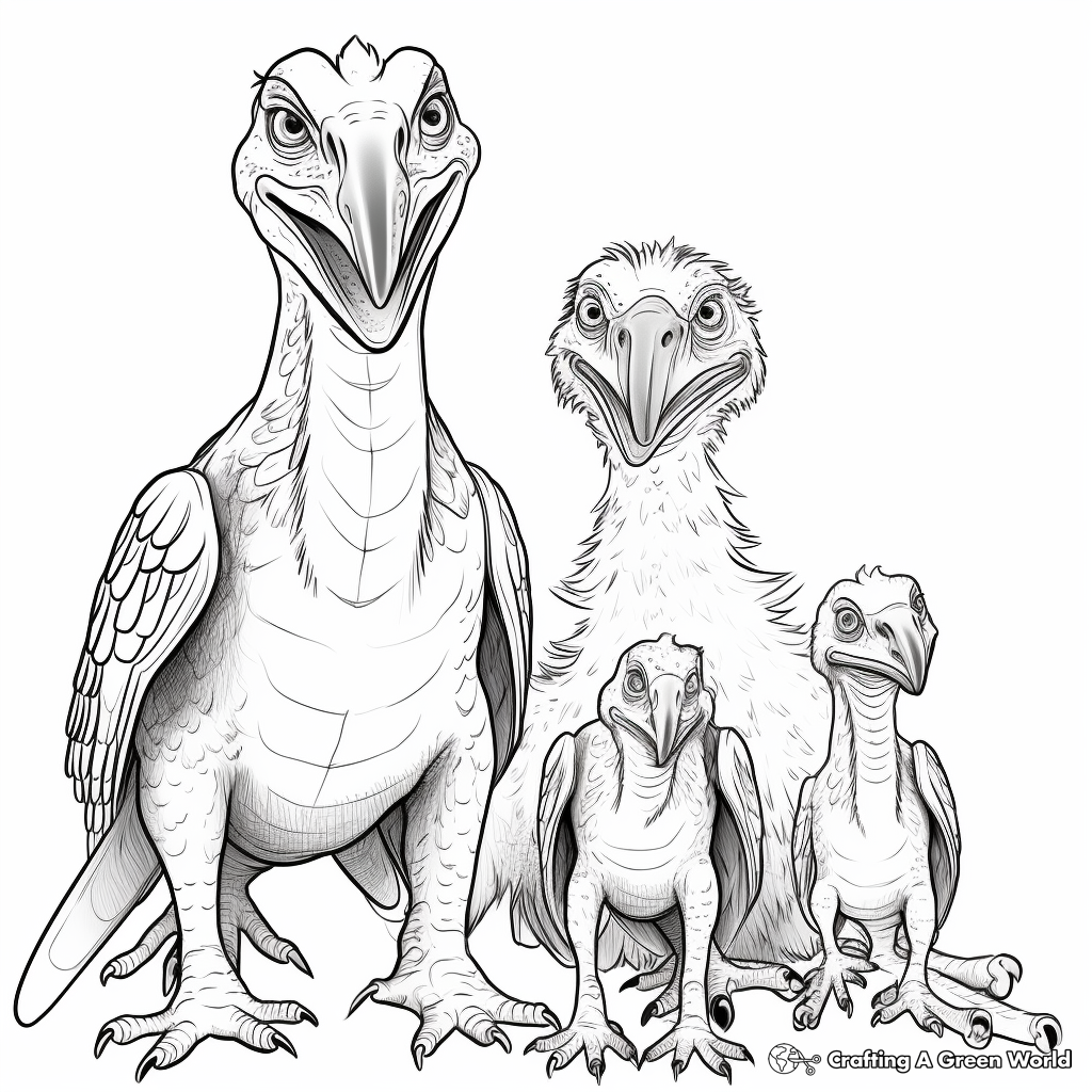 Atrociraptor Family Coloring Pages: Male, Female, and Young 1