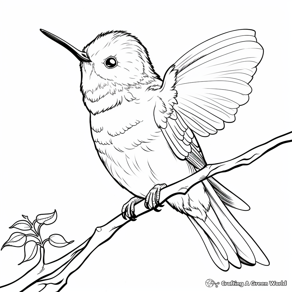 Attractive Allen's Hummingbird Coloring Pages for Adults 1