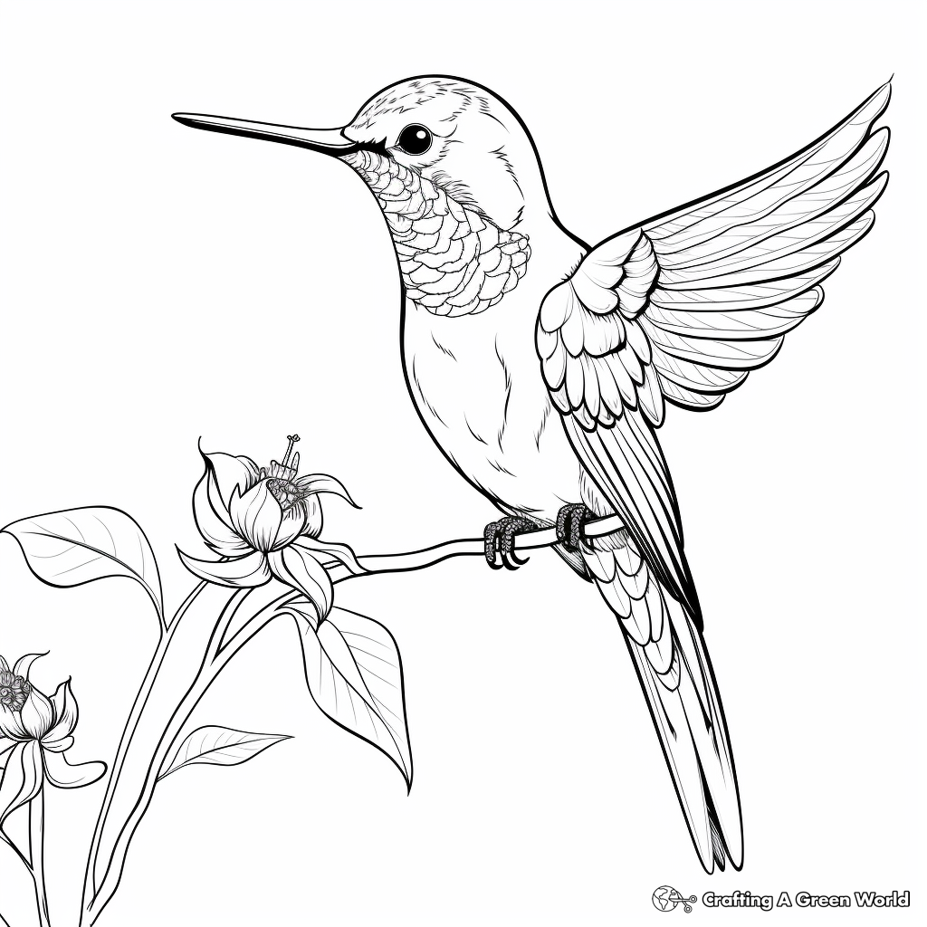 Attractive Allen's Hummingbird Coloring Pages for Adults 4