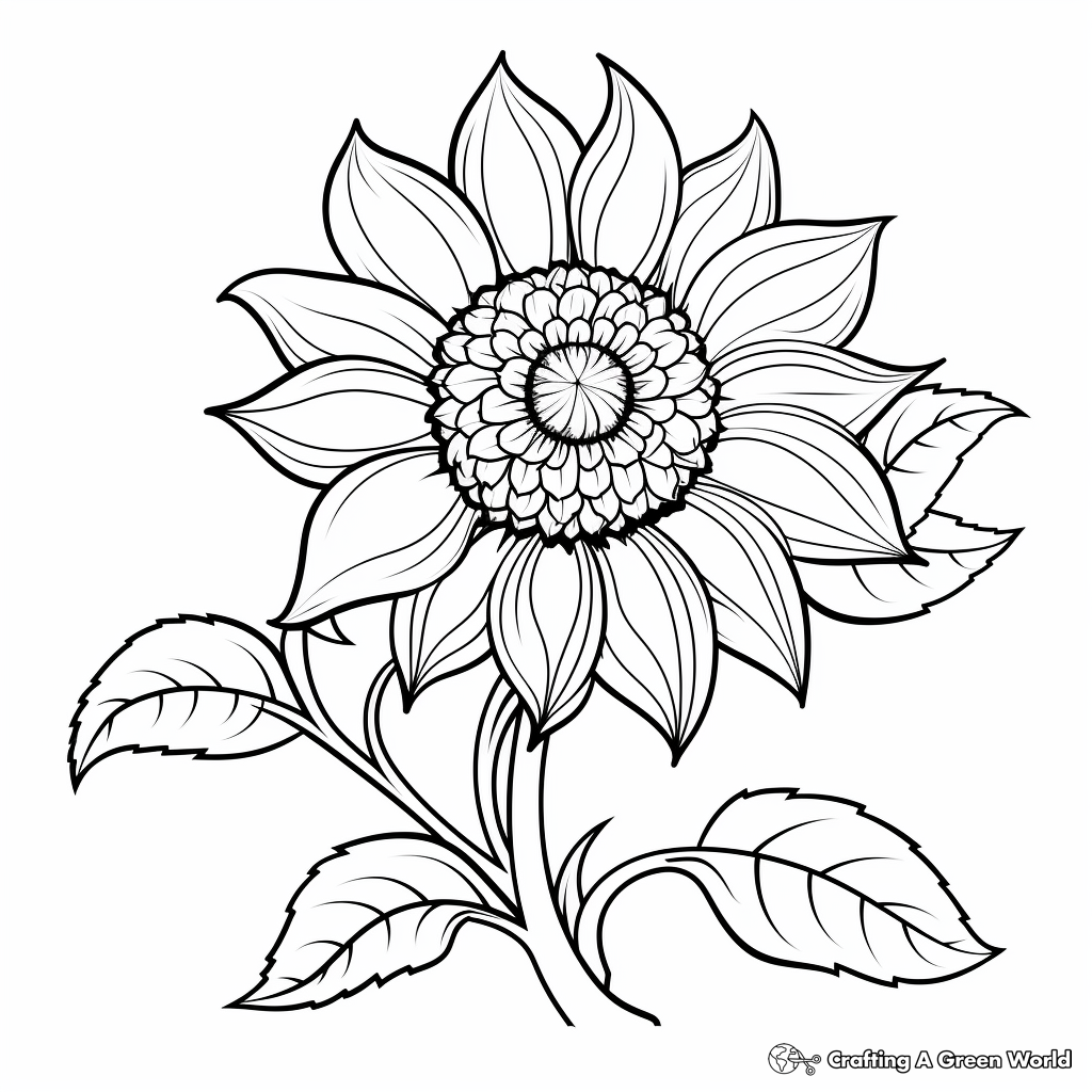 Attractive Sunflower Coloring Pages 3